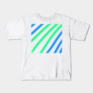 Blue green stripes watercolor art Kids T-Shirt